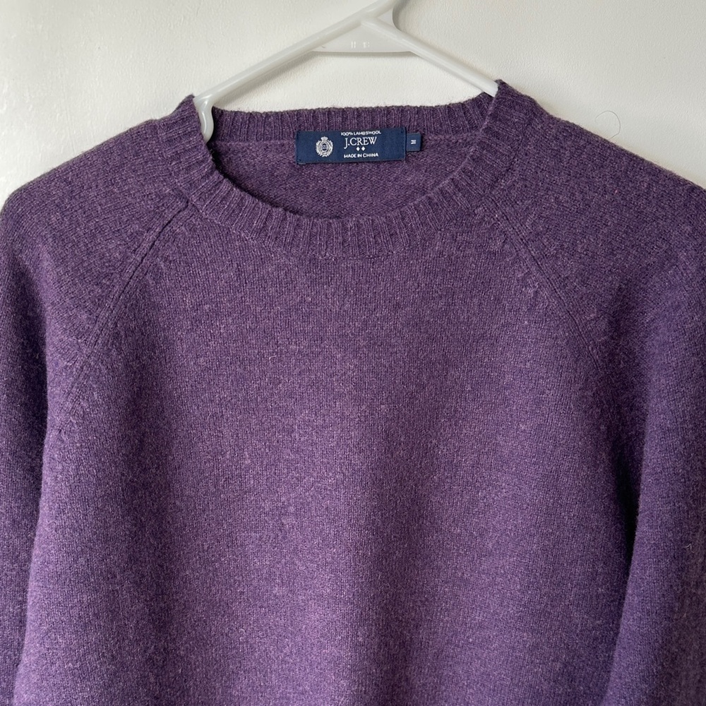 J. Crew Men's Purple 100% Lambswool Crewneck Sweater - Picture 4 of 7